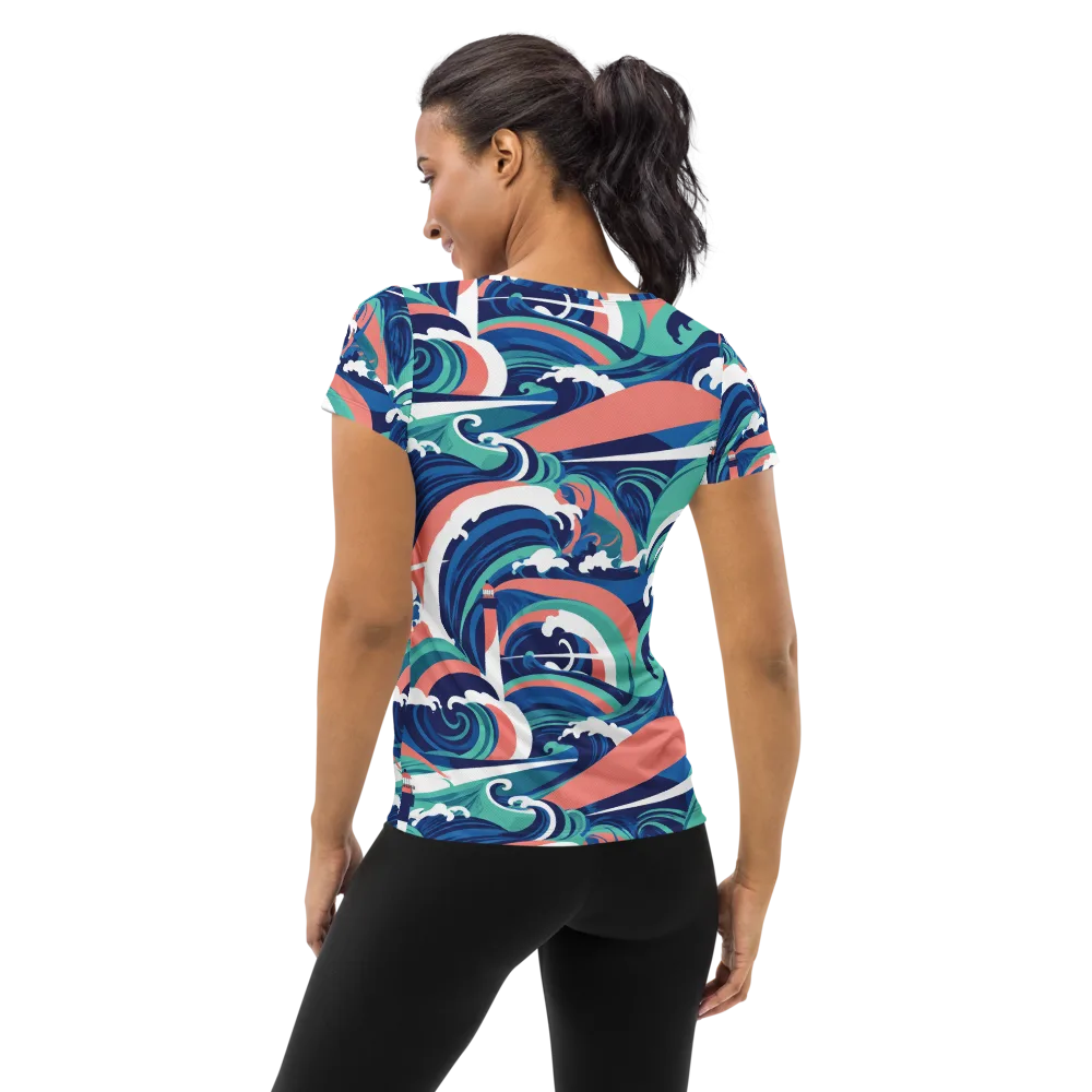 Neon Breakwater on Women's Athletic T-Shirt — Back