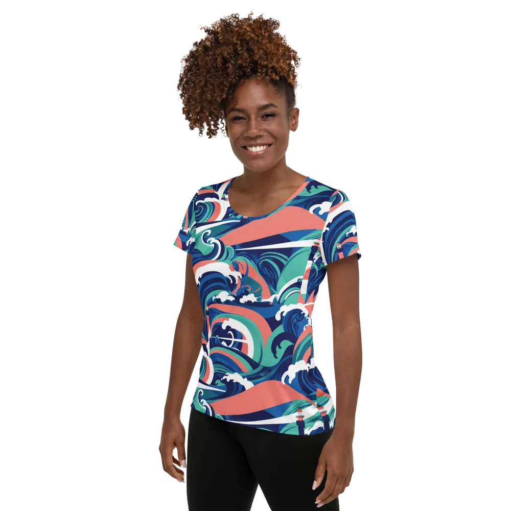 Neon Breakwater on Women's Athletic T-Shirt — Left