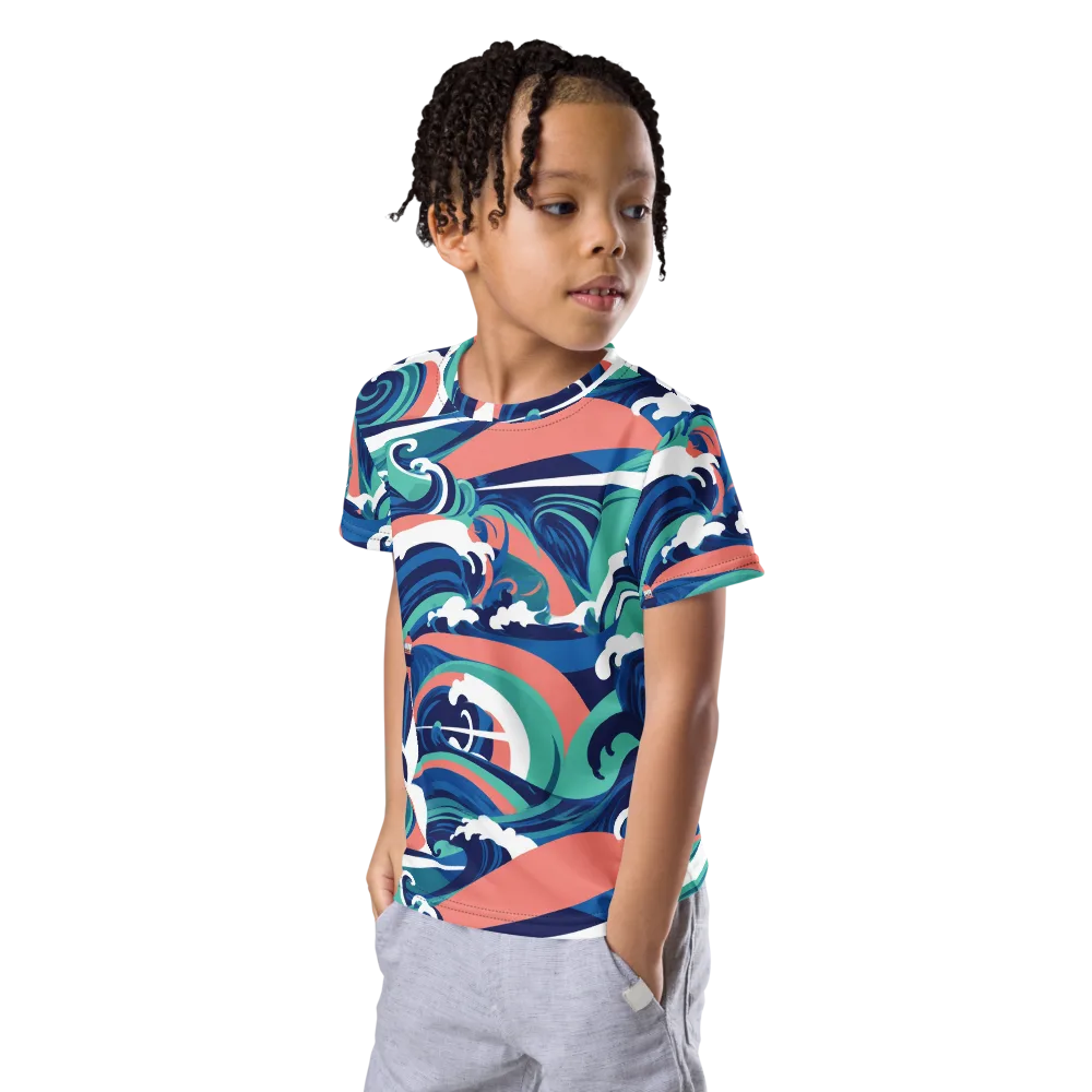 Neon Breakwater on Kids Crew Neck T-Shirt — Left Front