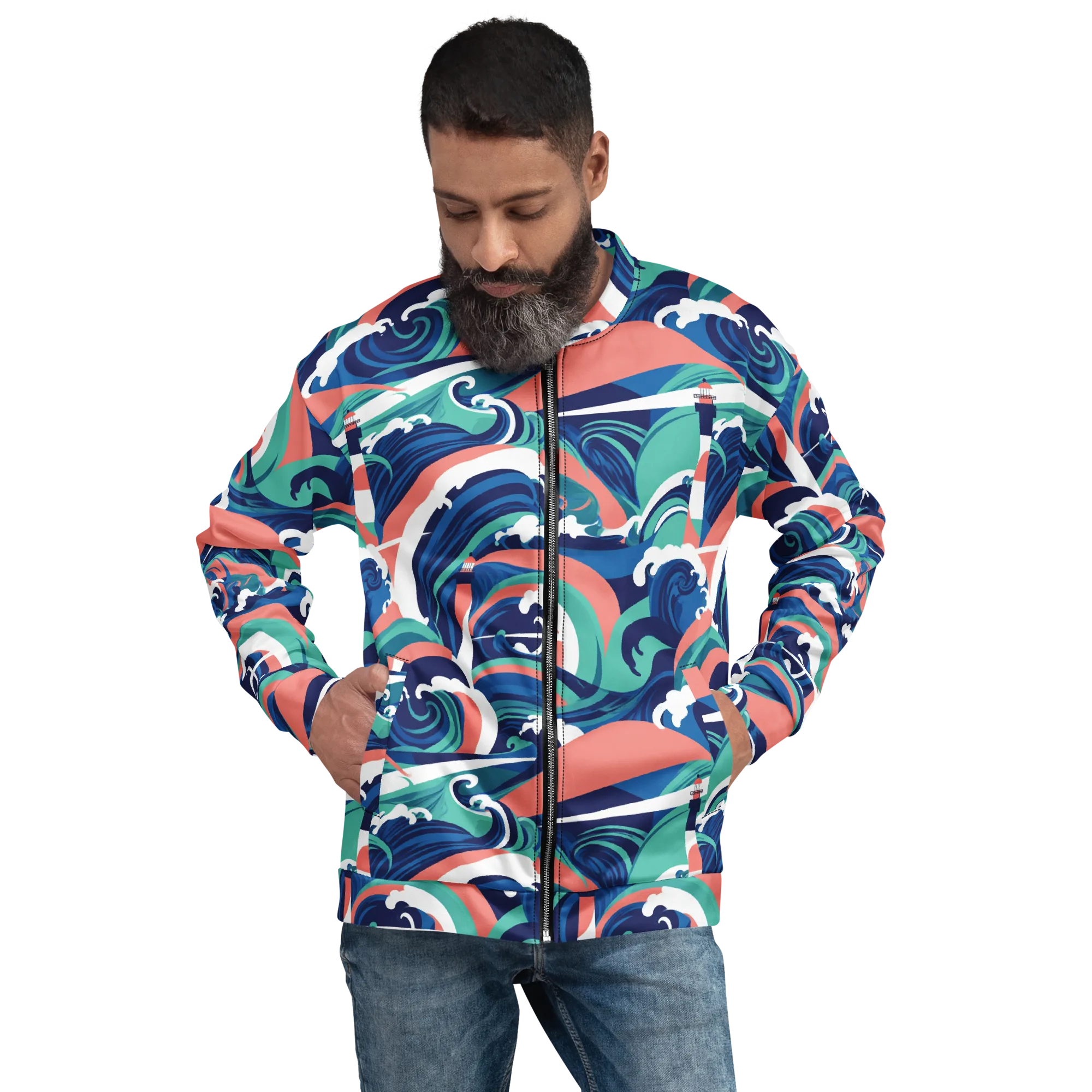 Neon Breakwater on Bomber Jacket — Front