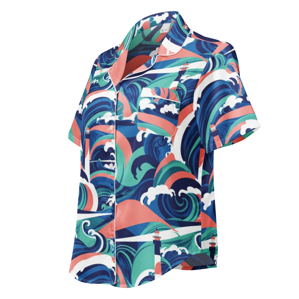 Neon Breakwater on Women's Short Sleeve Pajama Top — Left Front