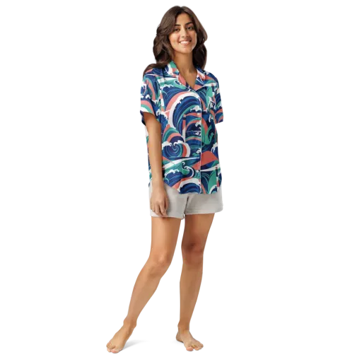 Neon Breakwater on a Women's Short Sleeve Pajama Top