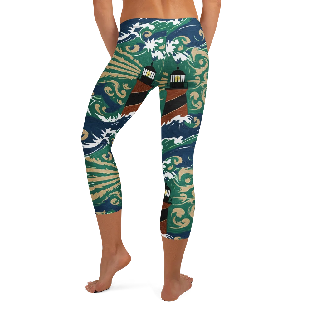 Beacon in the Breakers on Capri Leggings — Back
