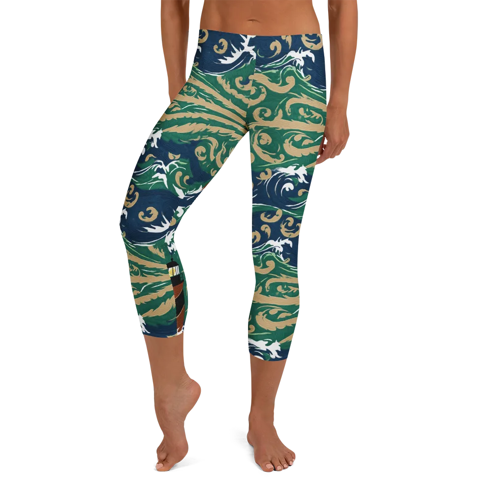 Beacon in the Breakers on Capri Leggings — Front
