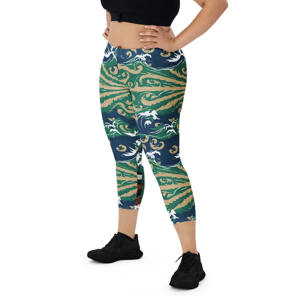 Beacon in the Breakers on Capri Leggings — Front
