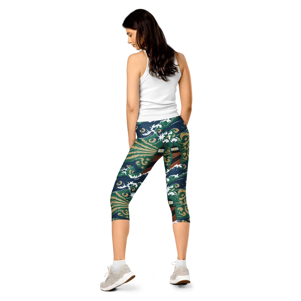 Beacon in the Breakers on Capri Leggings — Back
