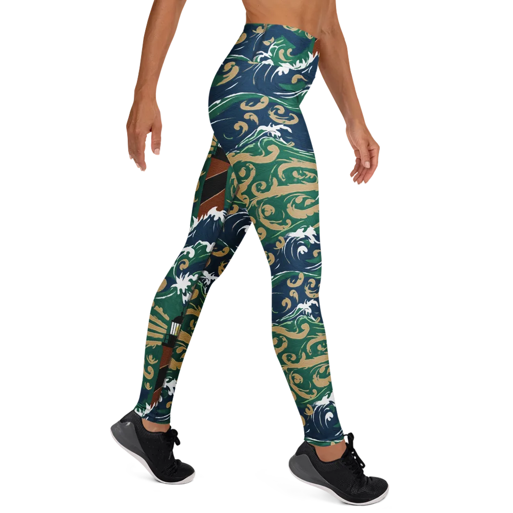 Beacon in the Breakers on Yoga Leggings — Right