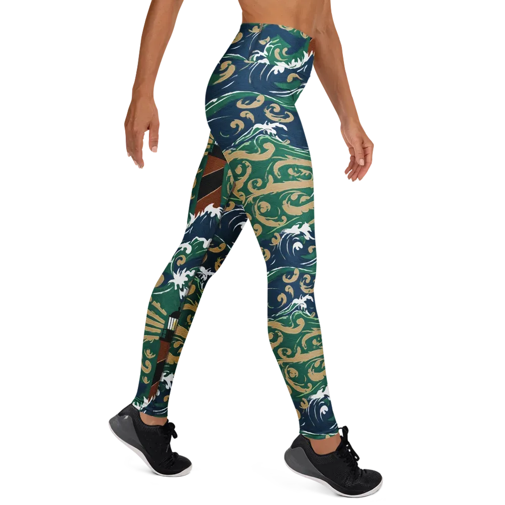 Beacon in the Breakers on Yoga Leggings — Right