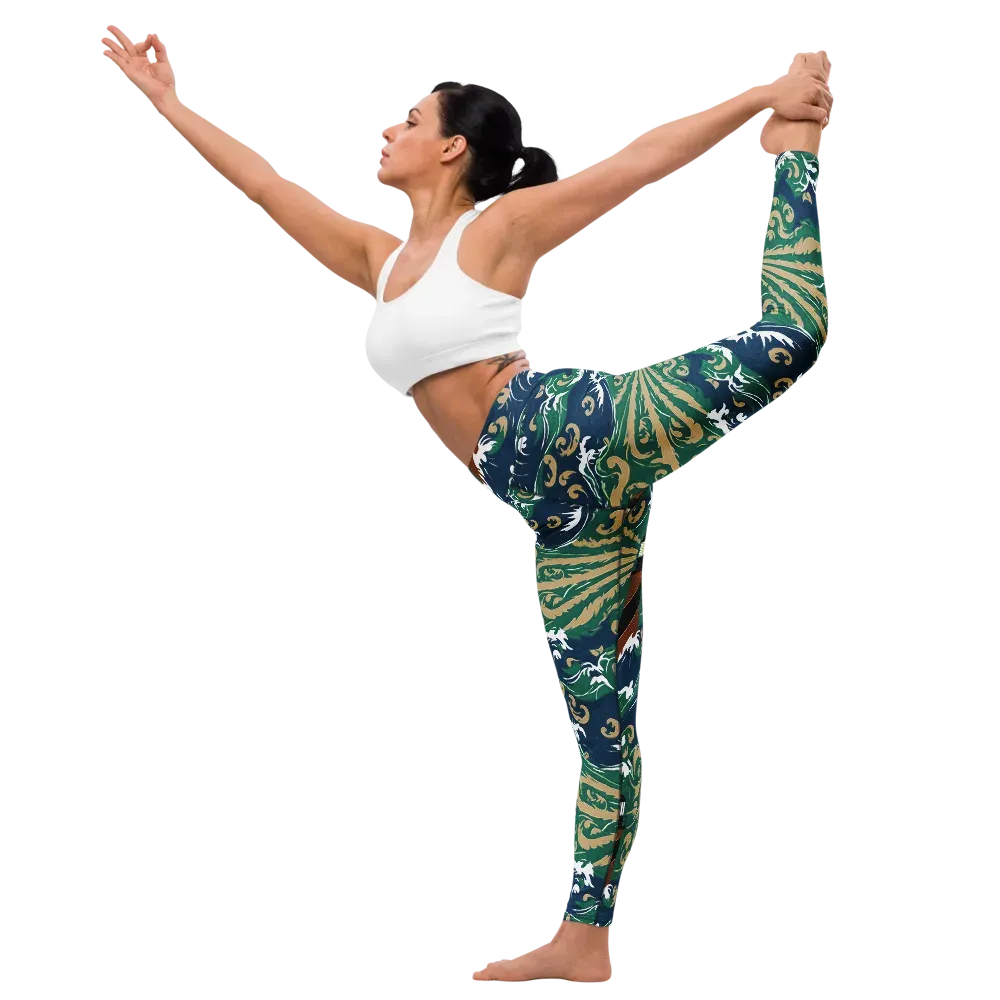 Beacon in the Breakers on Yoga Leggings — Left