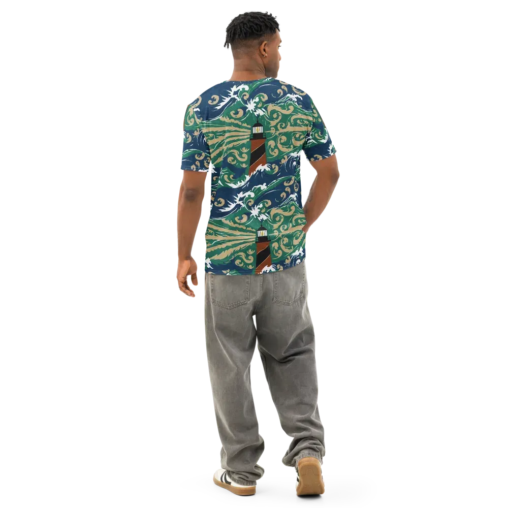 Beacon in the Breakers on Men's Cotton Crew Neck T-Shirt — Back