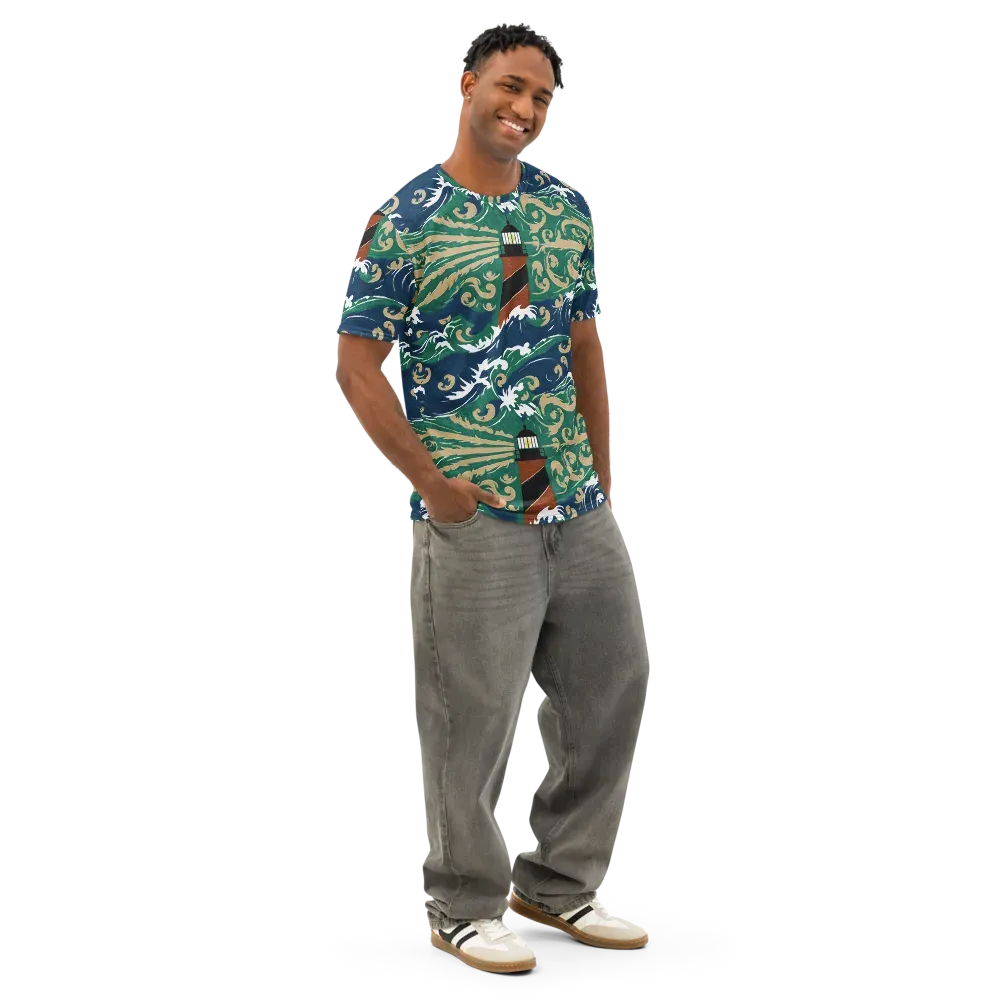 Beacon in the Breakers on Men's Cotton Crew Neck T-Shirt — Right Front