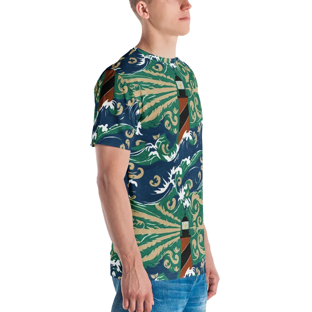 Beacon in the Breakers on Men's Crew Neck T-Shirt — Right