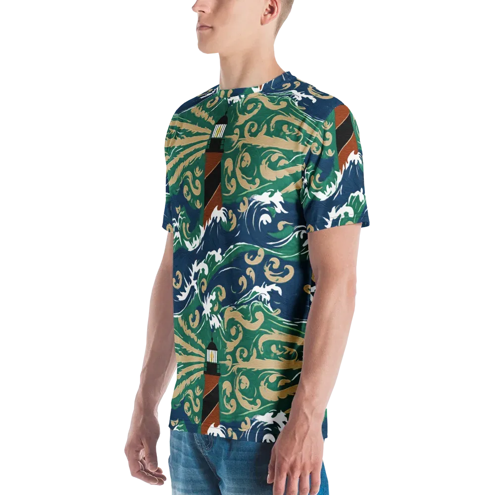 Beacon in the Breakers on Men's Crew Neck T-Shirt — Left
