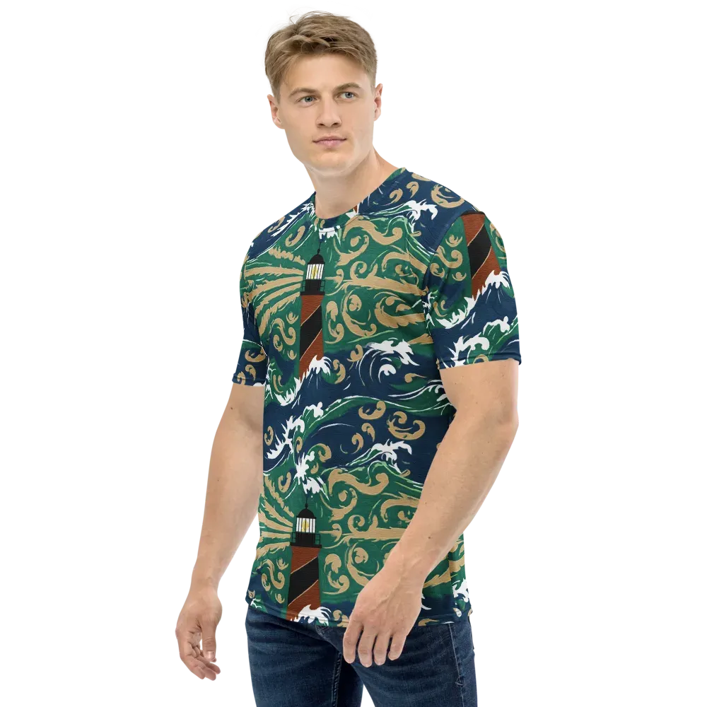 Beacon in the Breakers on Men's Crew Neck T-Shirt — Left