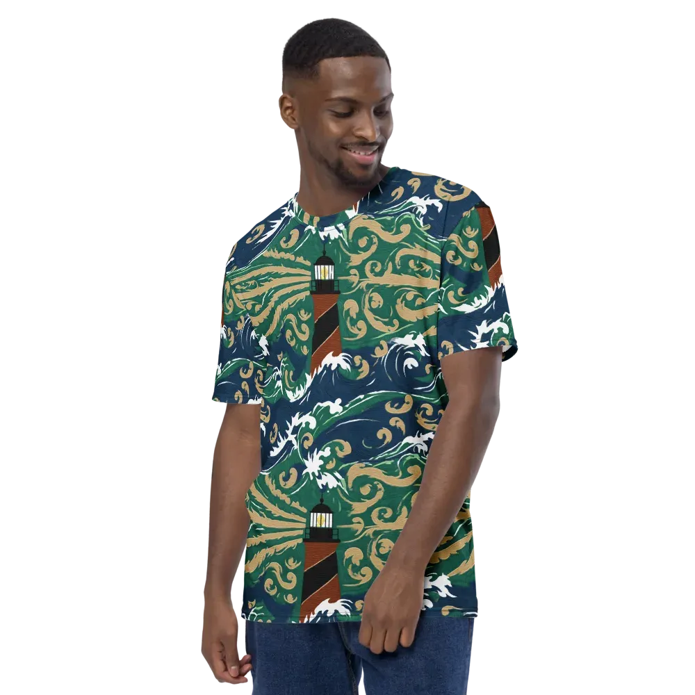 Beacon in the Breakers on Men's Crew Neck T-Shirt — Left