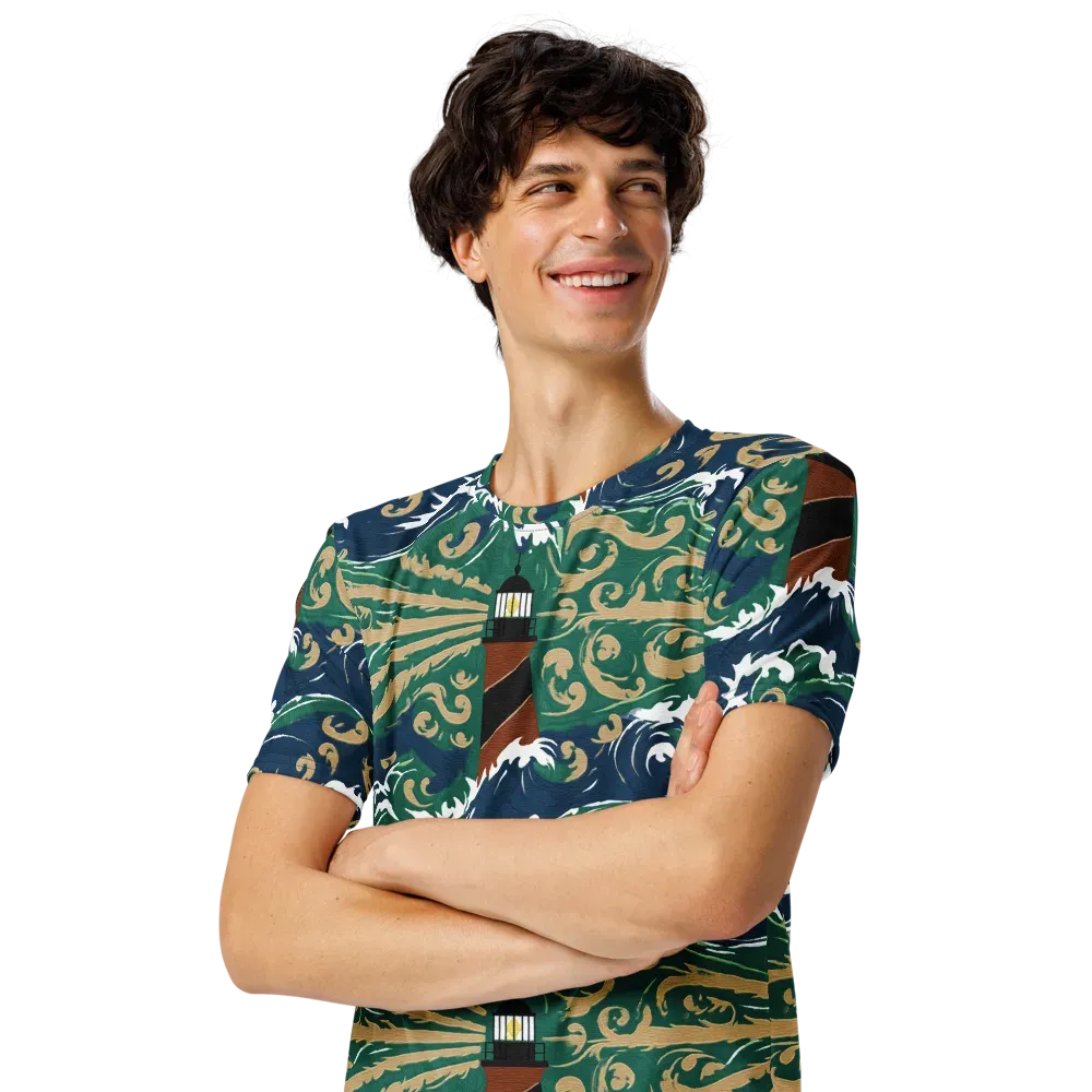 Beacon in the Breakers on Men's Crew Neck T-Shirt — Left Front