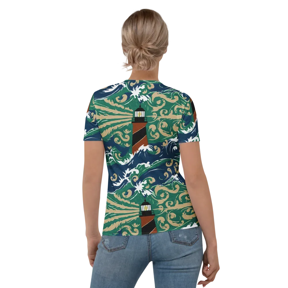 Beacon in the Breakers on Women's Crew Neck T-Shirt — Back