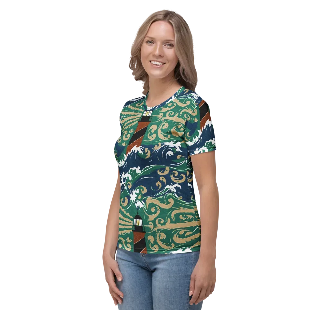 Beacon in the Breakers on Women's Crew Neck T-Shirt — Left