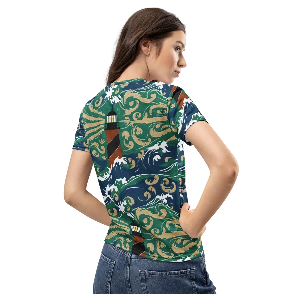 Beacon in the Breakers on Women's Crew Neck T-Shirt — Back