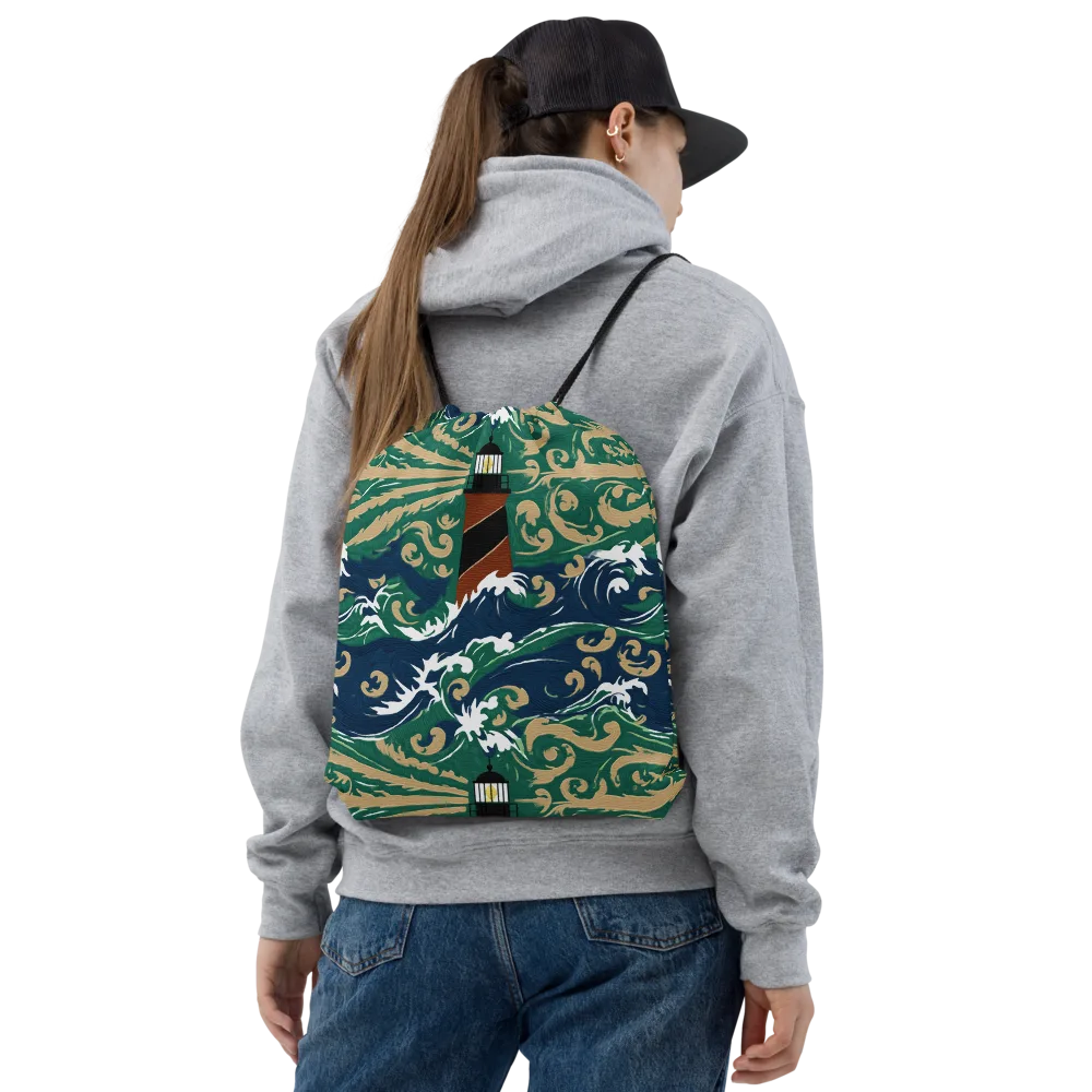 Beacon in the Breakers on Drawstring Bag — Front
