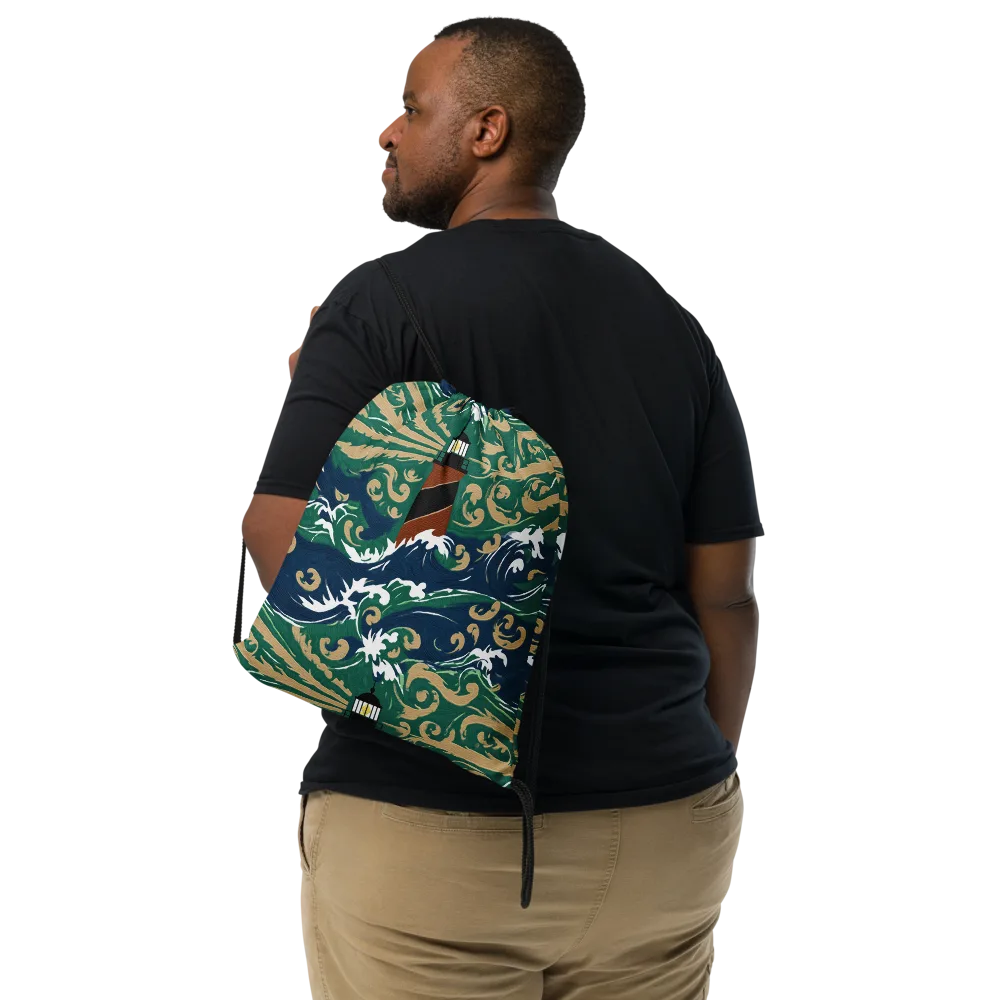 Beacon in the Breakers on Drawstring Bag — Front