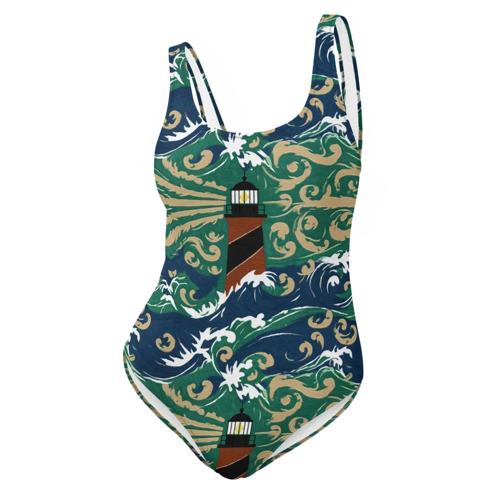 Beacon in the Breakers on One-Piece Swimsuit — Front