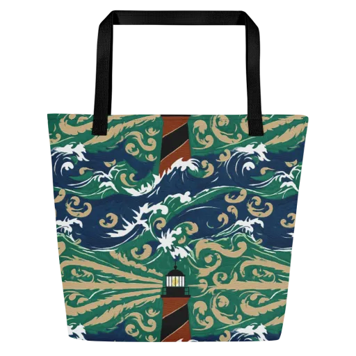 Beacon in the Breakers on a Large Tote Bag W/ Pocket