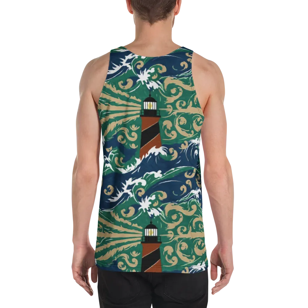 Beacon in the Breakers on Men's Tank Top — Back