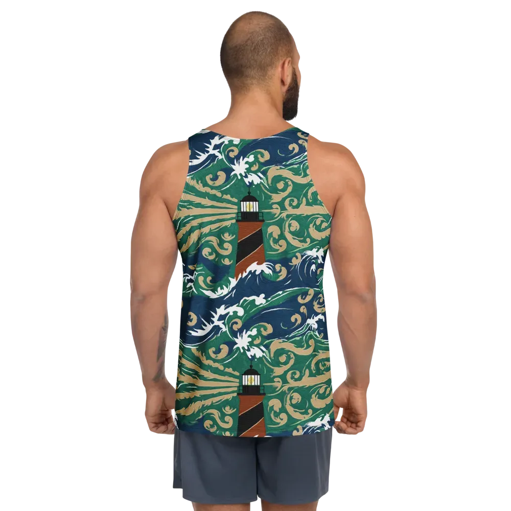 Beacon in the Breakers on Men's Tank Top — Back