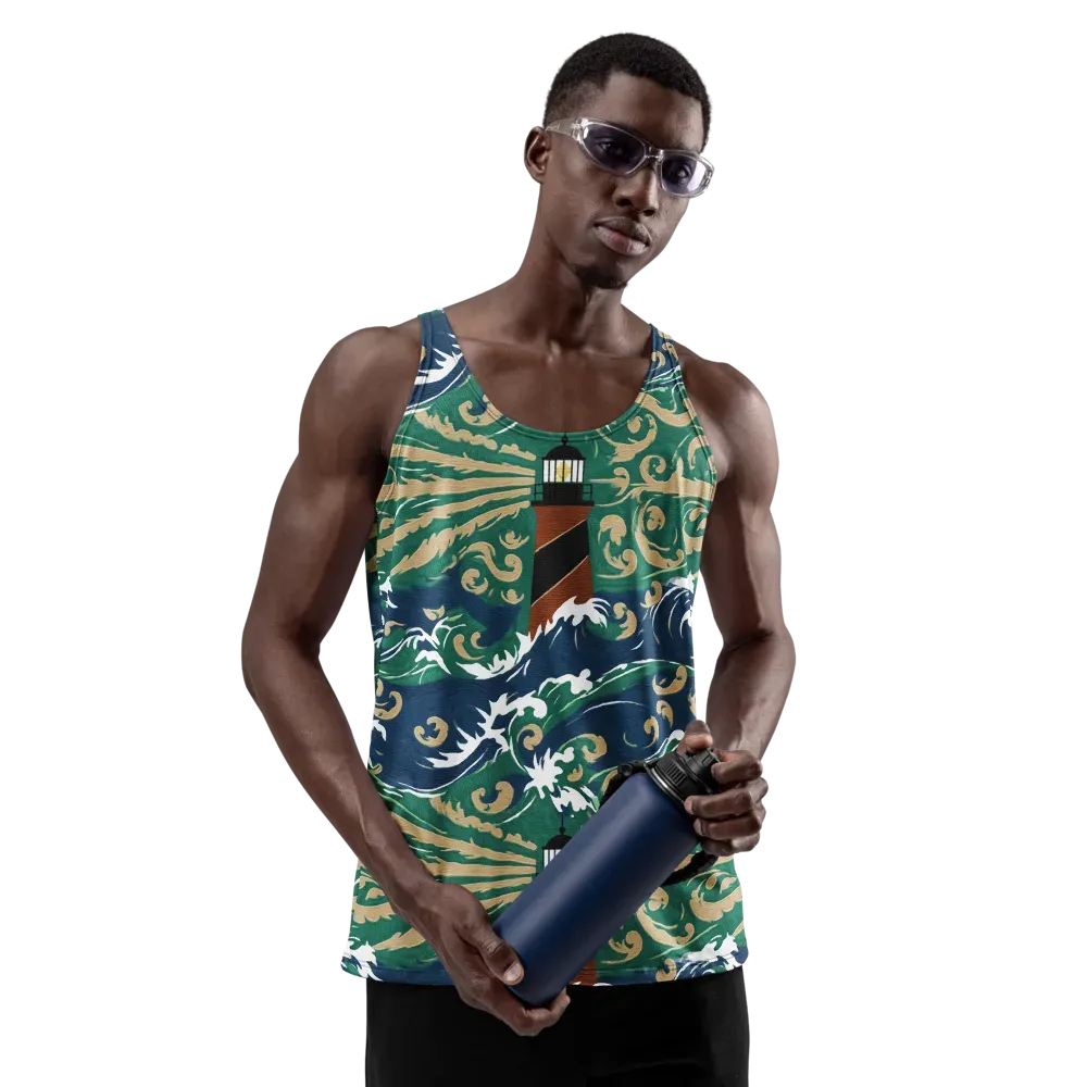 Beacon in the Breakers on Men's Tank Top — Front