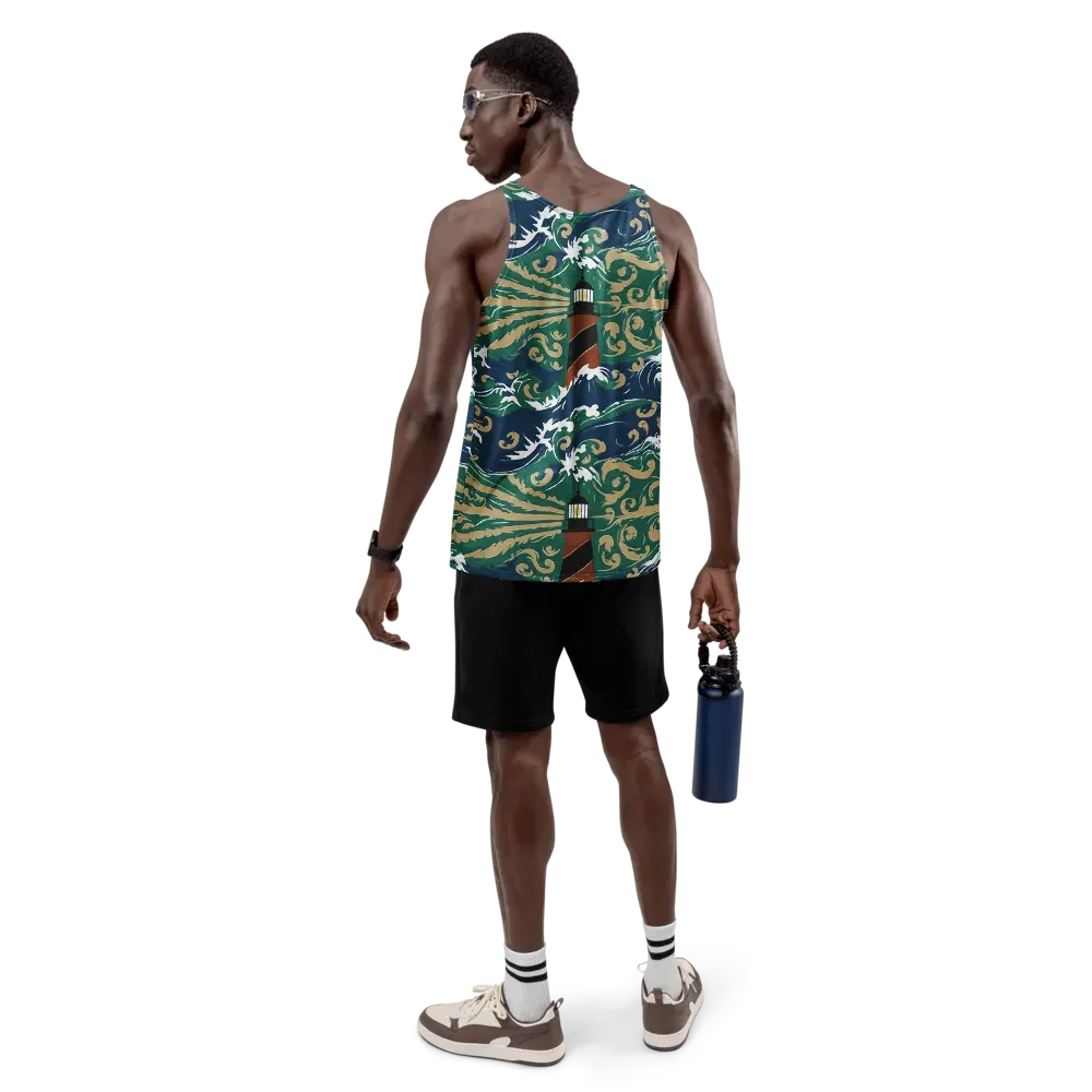 Beacon in the Breakers on Men's Tank Top — Back