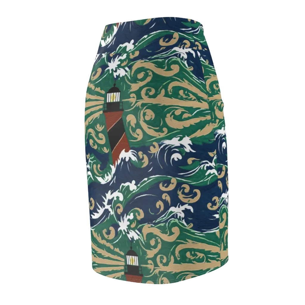 Beacon in the Breakers on Pencil Skirt — Back Side