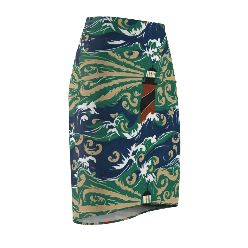 Beacon in the Breakers on Pencil Skirt — Front Side
