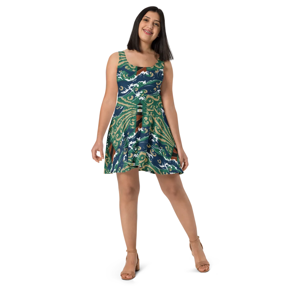 Beacon in the Breakers on Skater Dress — Front