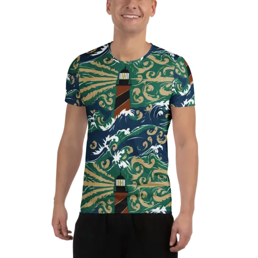 Beacon in the Breakers on a Men's Athletic T-Shirt