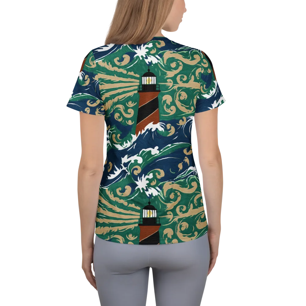 Beacon in the Breakers on Women's Athletic T-Shirt — Back