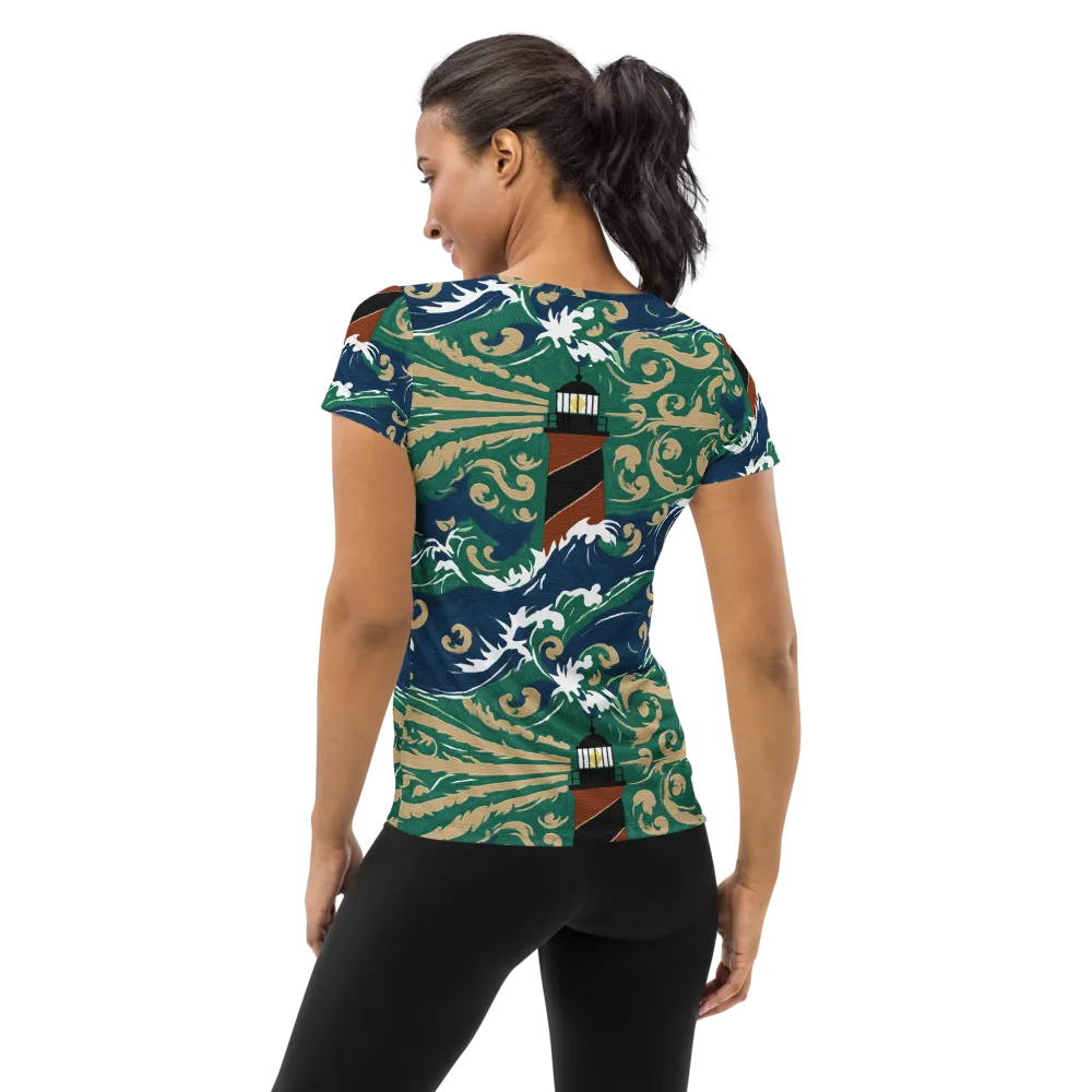 Beacon in the Breakers on Women's Athletic T-Shirt — Back