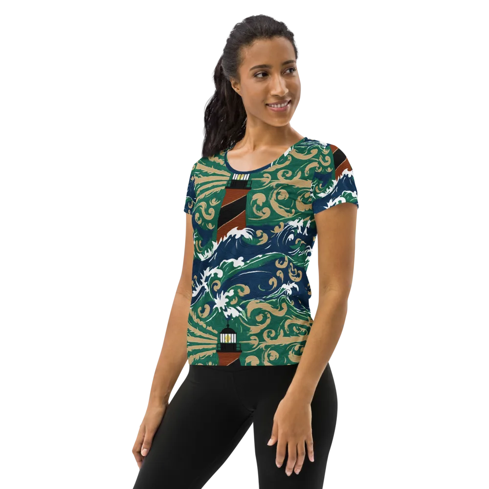 Beacon in the Breakers on Women's Athletic T-Shirt — Left