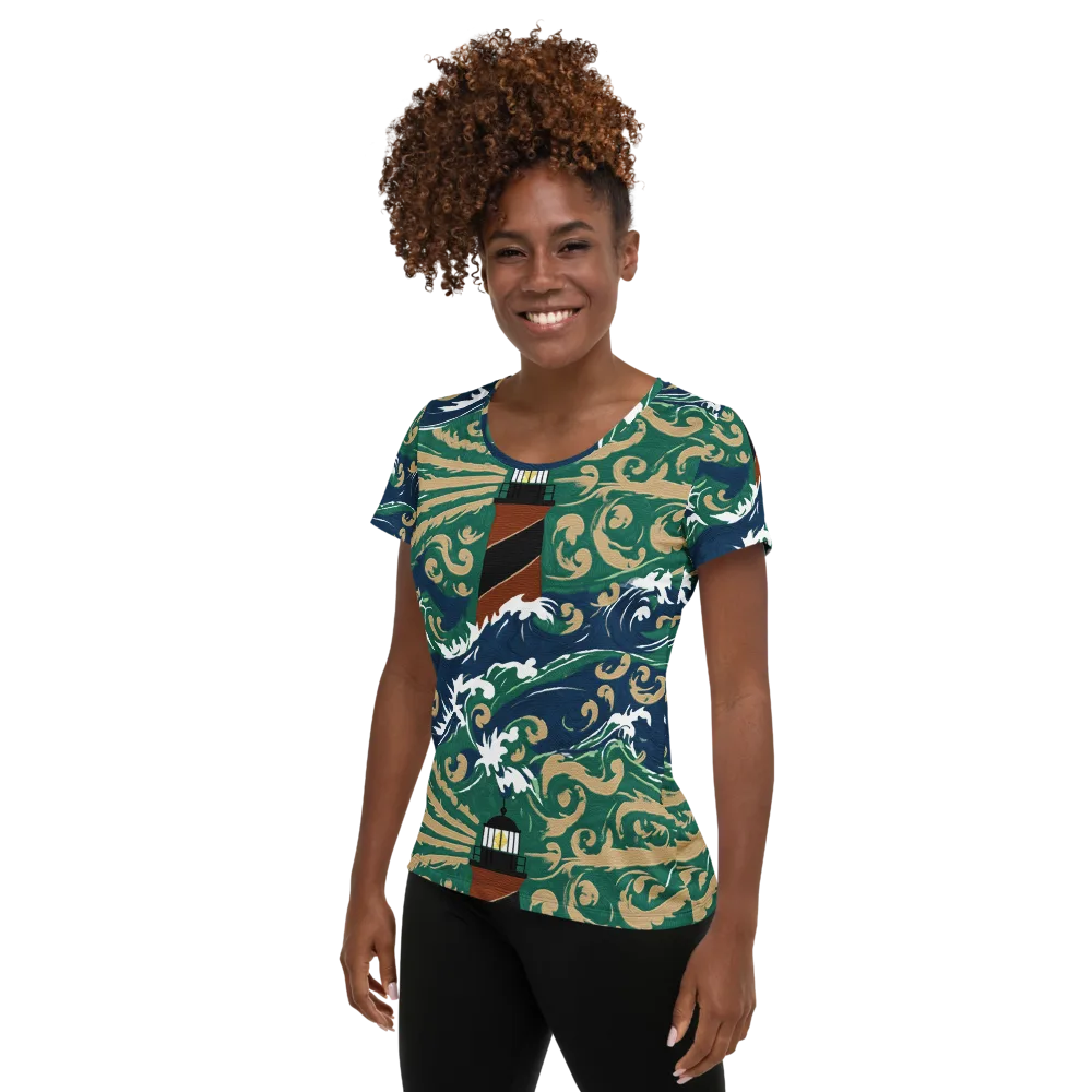 Beacon in the Breakers on Women's Athletic T-Shirt — Left