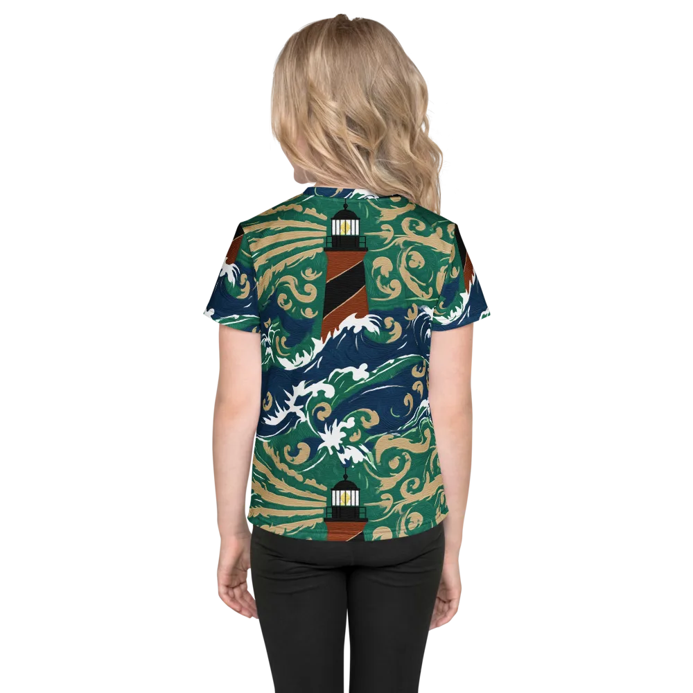 Beacon in the Breakers on Kids Crew Neck T-Shirt — Back