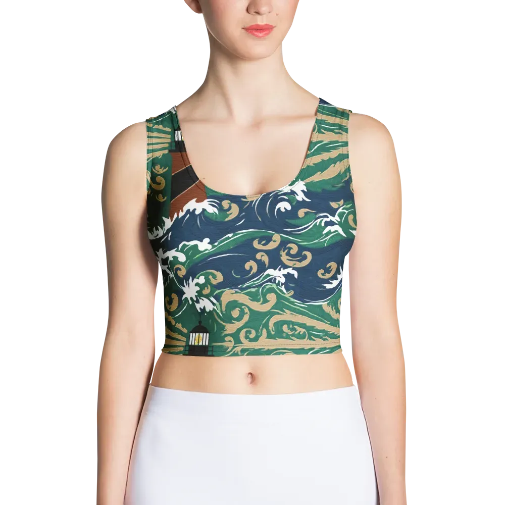 Beacon in the Breakers on Crop Top — Front