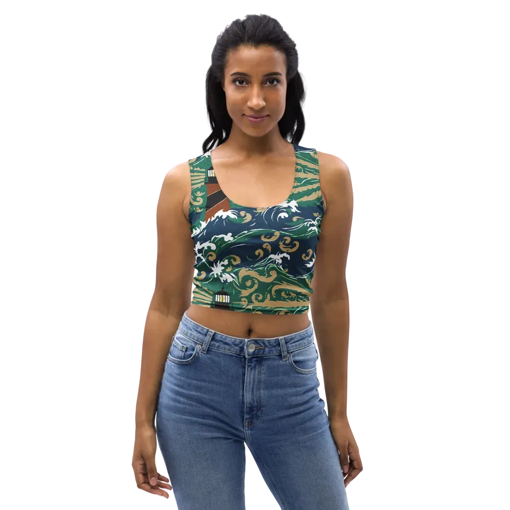 Beacon in the Breakers on Crop Top — Front