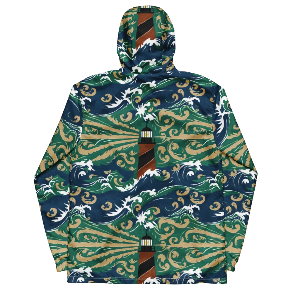 Beacon in the Breakers on Men's Windbreaker — Back