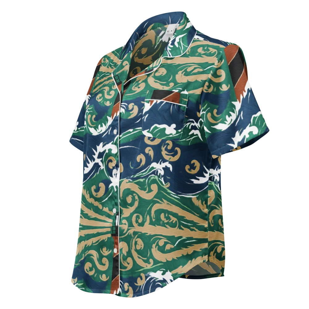 Beacon in the Breakers on Women's Short Sleeve Pajama Top — Left Front