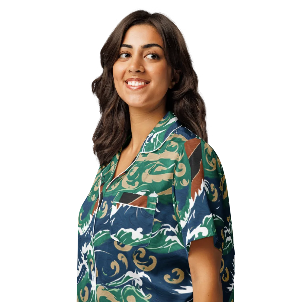 Beacon in the Breakers on Women's Short Sleeve Pajama Top — Left Front