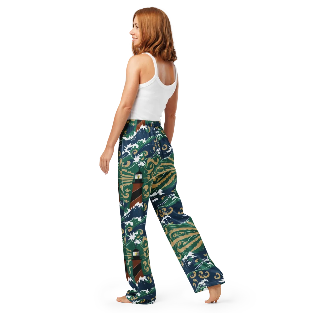 Beacon in the Breakers on Women's Pajama Pants — Back