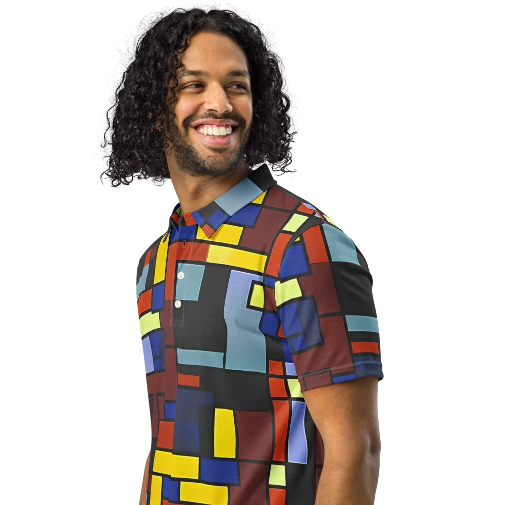 Ember Matrix on Men's Slim Fit Polo Shirt — Left Front