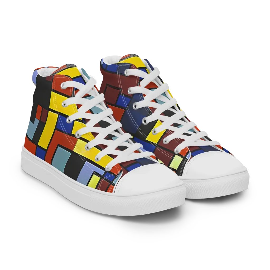 Ember Matrix on Men's High Top Canvas Shoes — Right Front