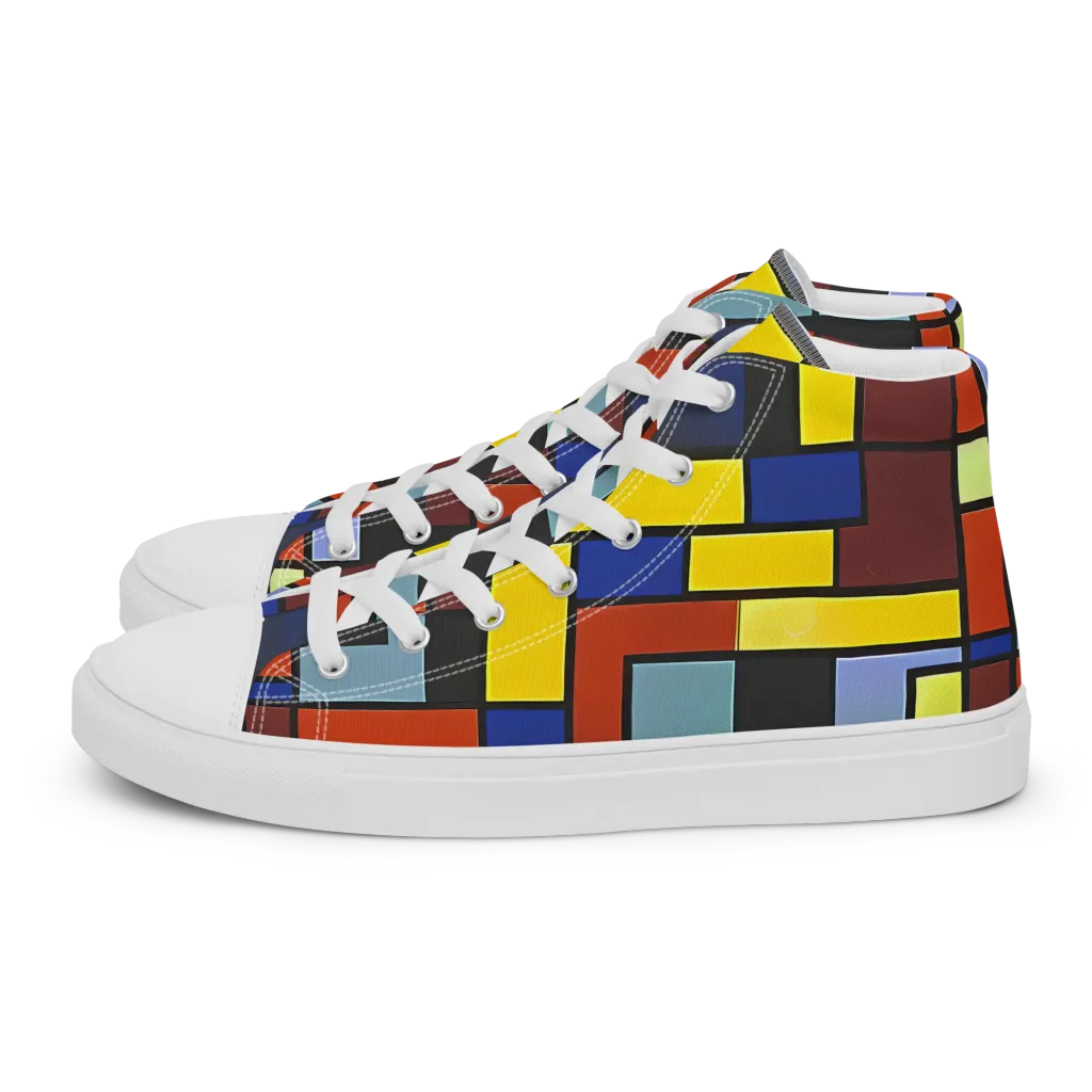 Ember Matrix on Men's High Top Canvas Shoes — Left