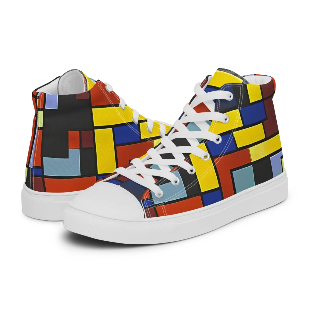 Ember Matrix on Men's High Top Canvas Shoes — Left